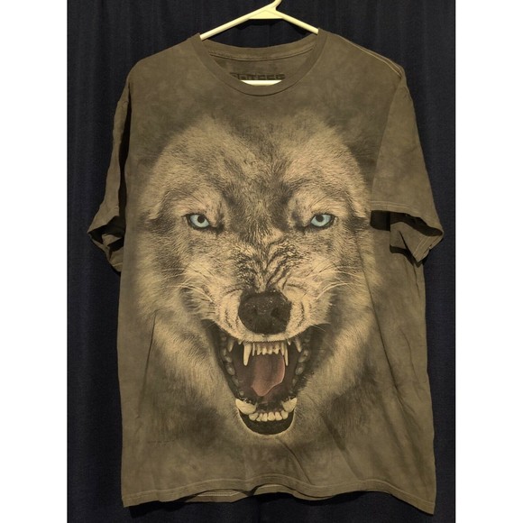 The Mountain Shirt Mens Large Tie Dye Gray Wolf 3D Graphic Wild Life Art Wolves - Picture 8 of 12